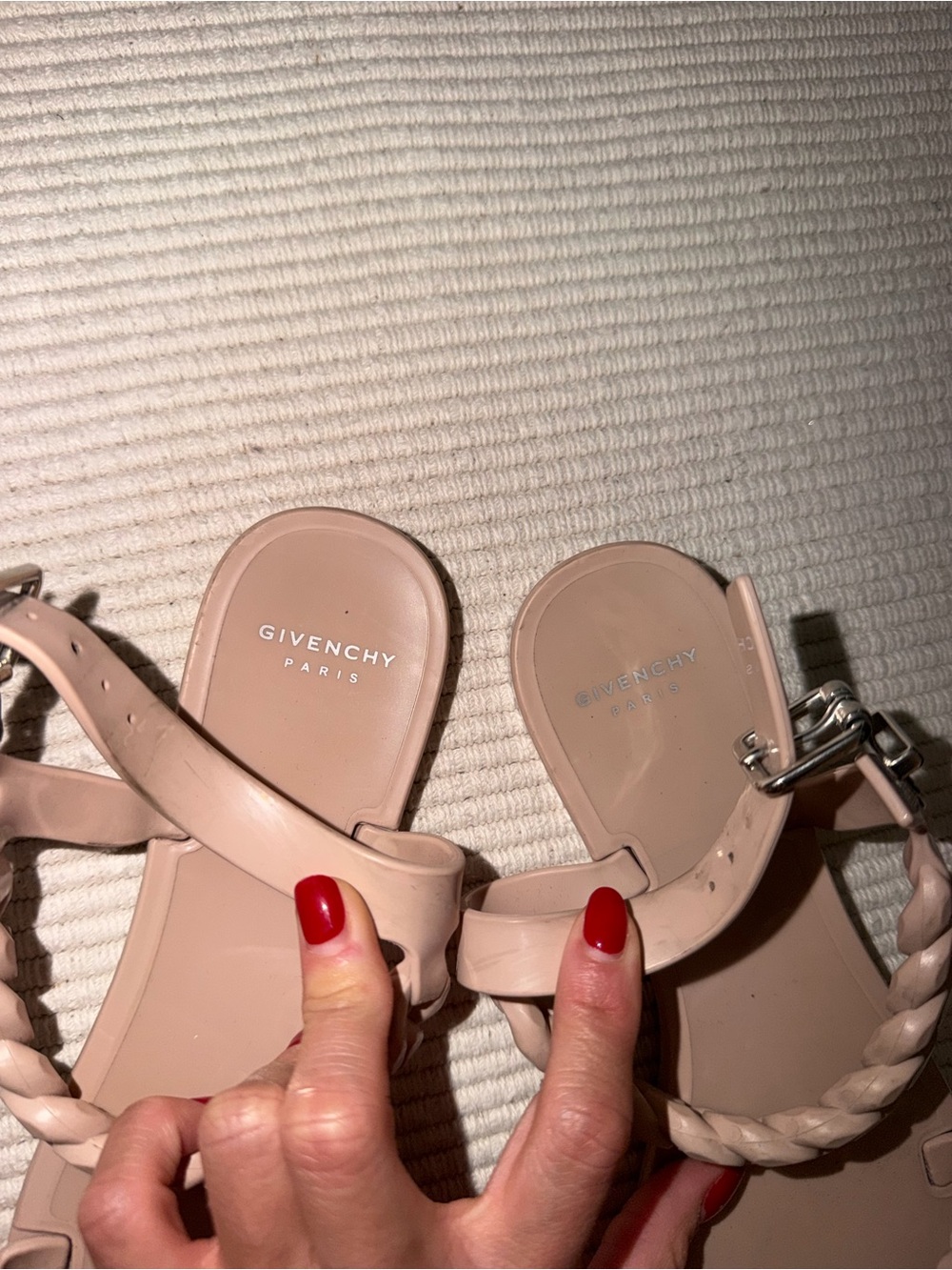 Givenchy Blush Pink Chain-Detail Flat Sandals - Picture 2 of 7
